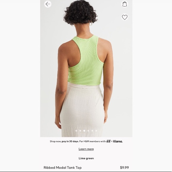 H&M lime green ribbed modal tank top - Picture 6 of 6